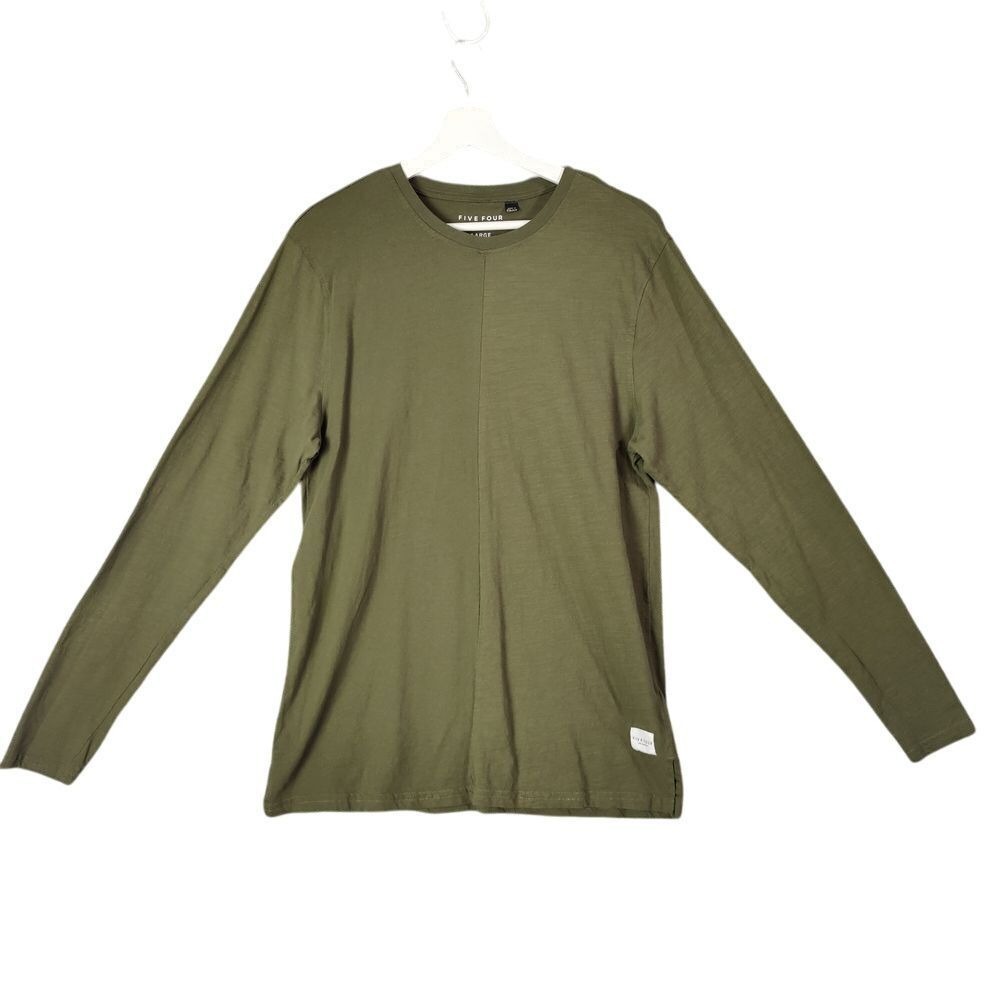 Five Four Mens Gorpcore Minimalist Casper Long Sleeve T-Shirt L Olive Green Top